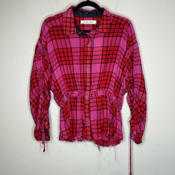 Free People | Pacific Dawn Button Down Tie Plaid Top NWT Size Small - Picture 2 of 8